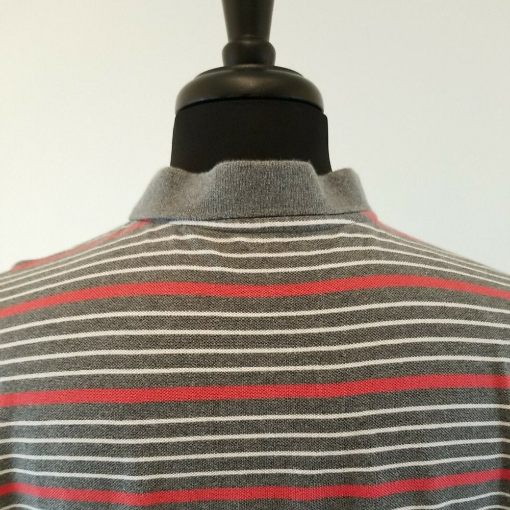 Great Northwest Short Sleeve Casual Polo Shirt Mens Large Grey Red Stripe Sport - Picture 8 of 11